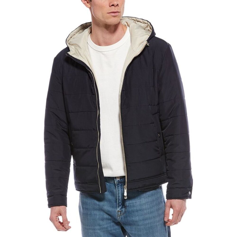 Eleventy Mens  Hooded Jacket, Blue